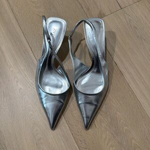 Silver Zara sling back pump